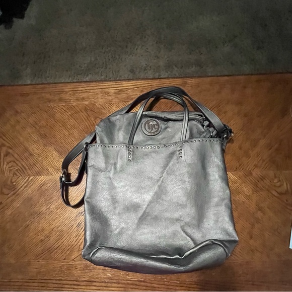 LJ Rose Bronze Colored Oversized Purse with Bronze Studding - Picture 2 of 9